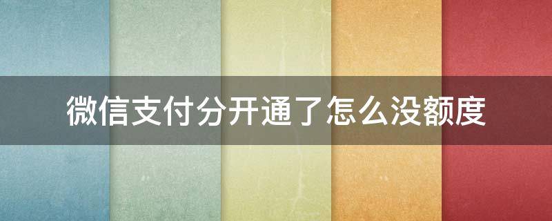 微信支付分开通了怎么没额度（微信分付开通怎么没有额度）