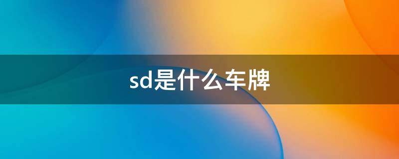 sd是什么车牌 SD是什么车牌号