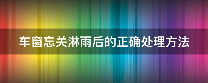 车窗忘关淋雨后的正确处理方法（车内进水除湿最好的办法）