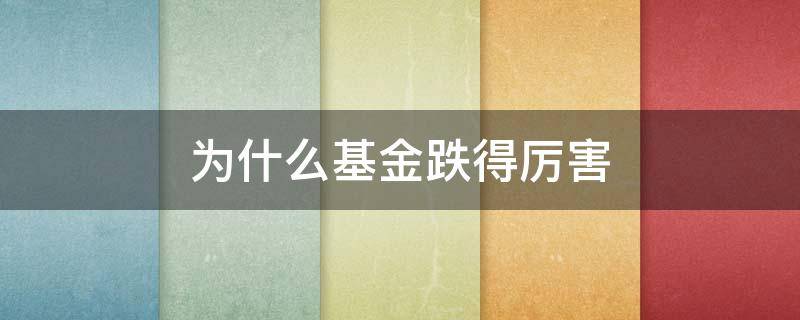 为什么基金跌得厉害 为什么最近基金跌的好厉害