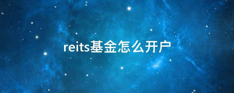 reits基金怎么开户 reits基金