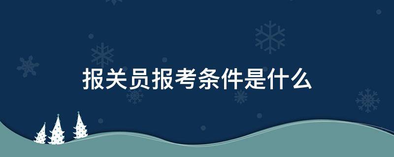 报关员报考条件是什么 报关员报名条件