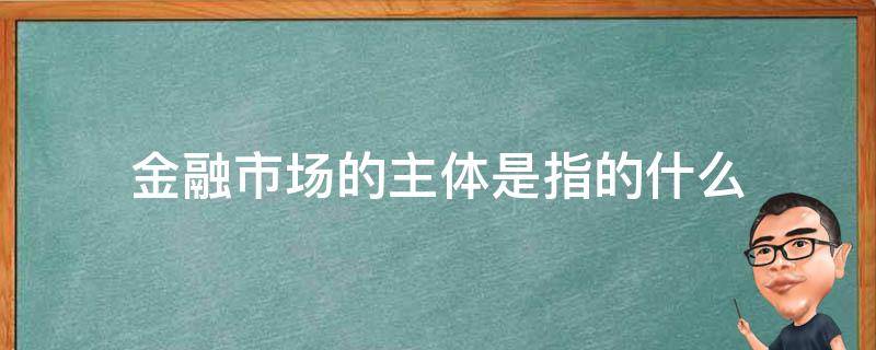 金融市场的主体是指的什么（金融市场的主体主要有）