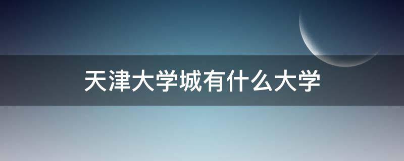 天津大学城有什么大学（天津的大学城有几个）