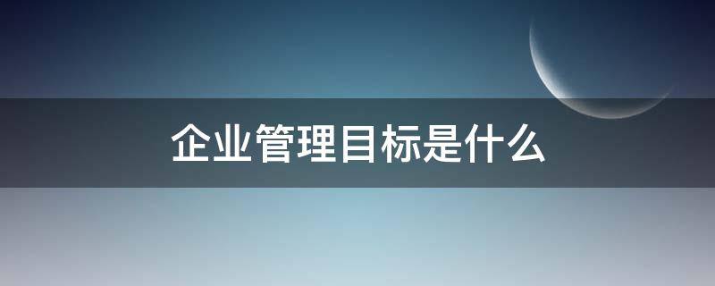 企业管理目标是什么（公司管理目标是什么）