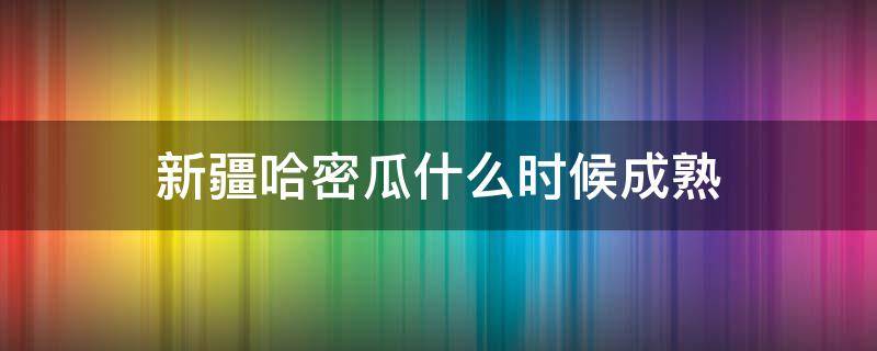 新疆哈密瓜什么时候成熟 新疆哈密瓜成熟季节