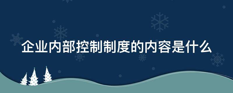 企业内部控制制度的内容是什么（企业内部控制制度的内容是什么呢）