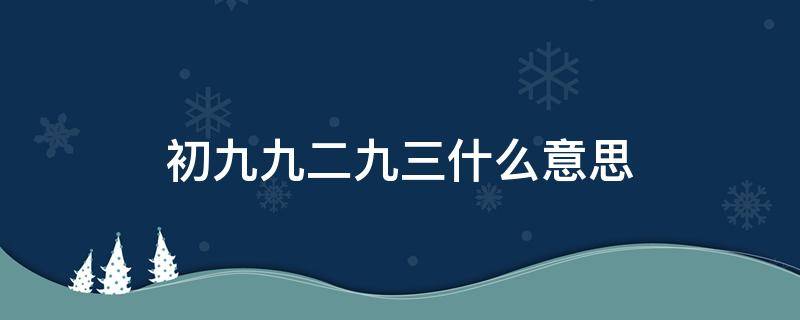 初九九二九三什么意思 初九九二什么意思