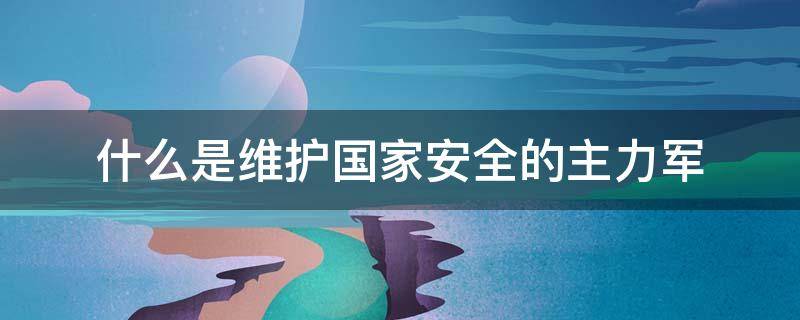 什么是维护国家安全的主力军 什么是落实国家安全各项任务的主力军