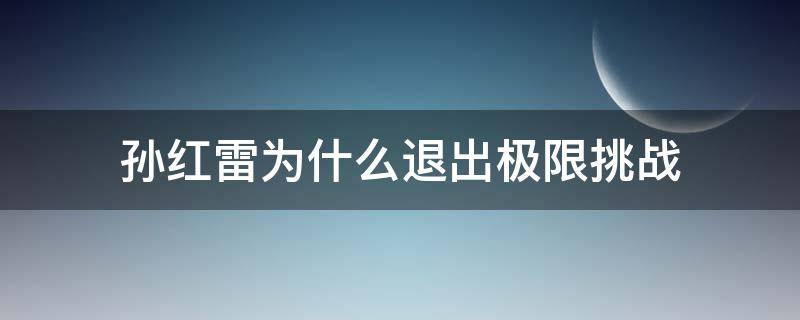 孙红雷为什么退出极限挑战（黄磊黄渤孙红雷为什么退出极限挑战）