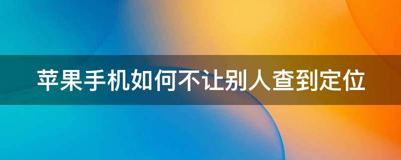 苹果手机如何不让别人查到定位（苹果手机如何不让别人查到定位位置）