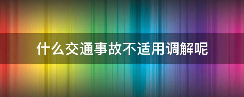 什么交通事故不适用调解呢（出交通事故交警为何不调解）