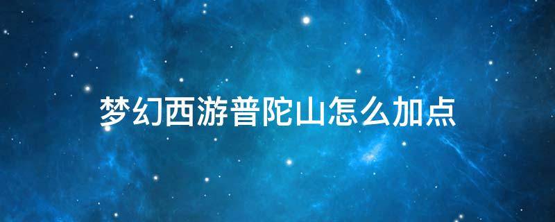 梦幻西游普陀山怎么加点 2022梦幻西游普陀山怎么加点