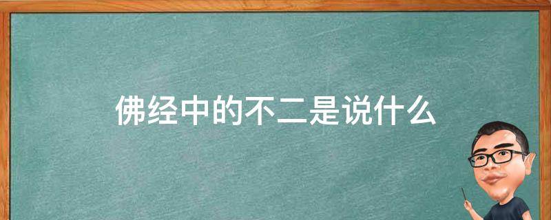 佛经中的不二是说什么（佛说的不二法门的意思）