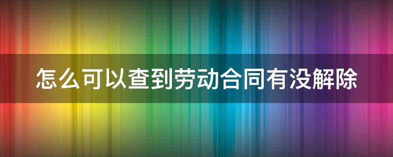 怎么可以查到劳动合同有没解除（怎么可以查到劳动合同有没有解除）