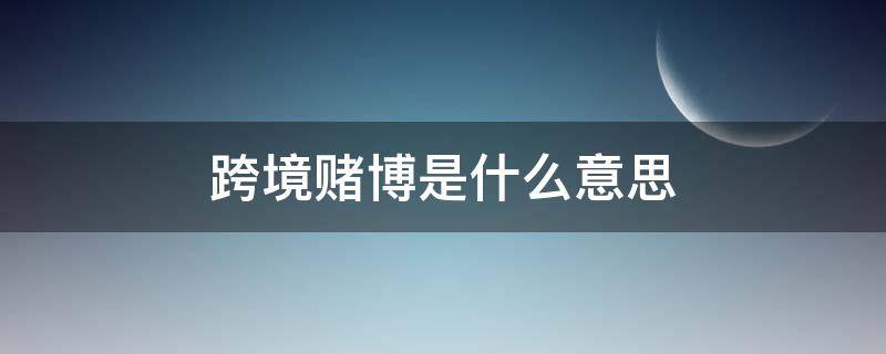 跨境赌博是什么意思（跨国赌博是什么意思）