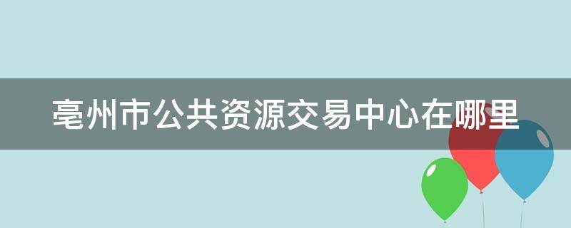 亳州市公共资源交易中心在哪里（亳州公共资源交易平台）