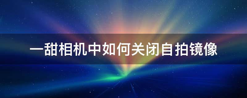 一甜相机中如何关闭自拍镜像（自拍镜像怎么调）