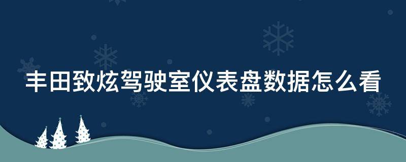 丰田致炫驾驶室仪表盘数据怎么看（丰田致炫仪表台按键有什么用）