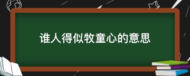 谁人得似牧童心的意思 谁人得似牧童心的意思这句话是什么