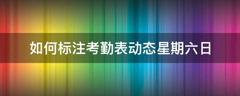 如何标注考勤表动态星期六日 考勤表怎么标注周六日