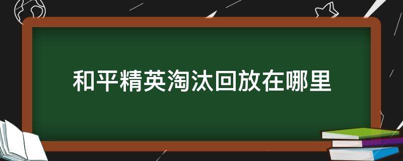 和平精英淘汰回放在哪里 和平精英淘汰回放在哪里开