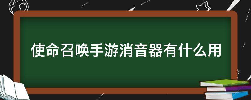 使命召唤手游消音器有什么用 使命召唤手游使命战场消音器有用吗