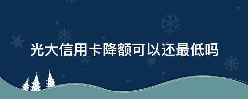 光大信用卡降额可以还最低吗（光大信用卡 降额）