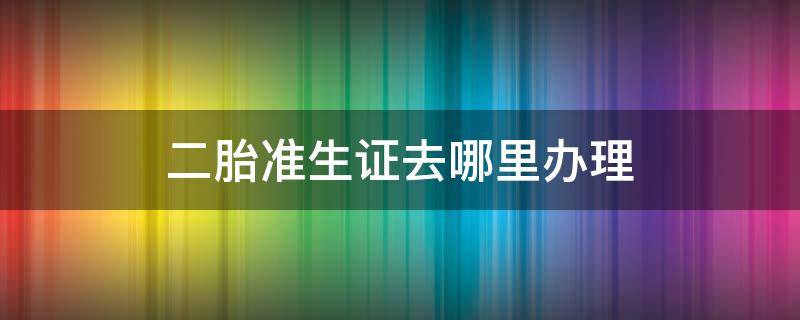 二胎准生证去哪里办理 二胎准生证在哪办理