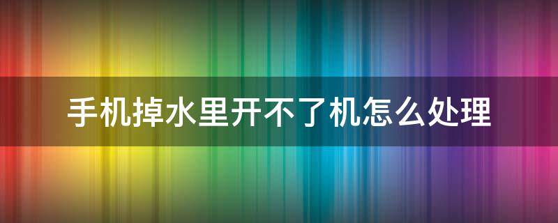 手机掉水里开不了机怎么处理（手机不小心掉水里开不了机怎么办）