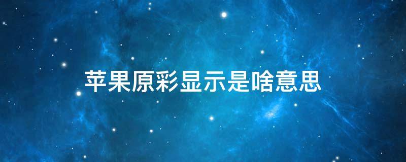 苹果原彩显示是啥意思 苹果手机原彩显示啥意思