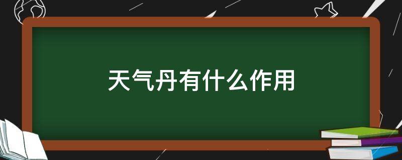 天气丹有什么作用 天气丹的副作用