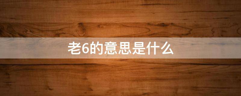 老6的意思是什么 游戏中的老6是什么意思