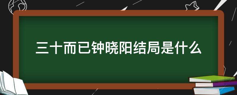 三十而已钟晓阳结局是什么 三十而已钟晓阳喜欢谁?最后结局怎么样?