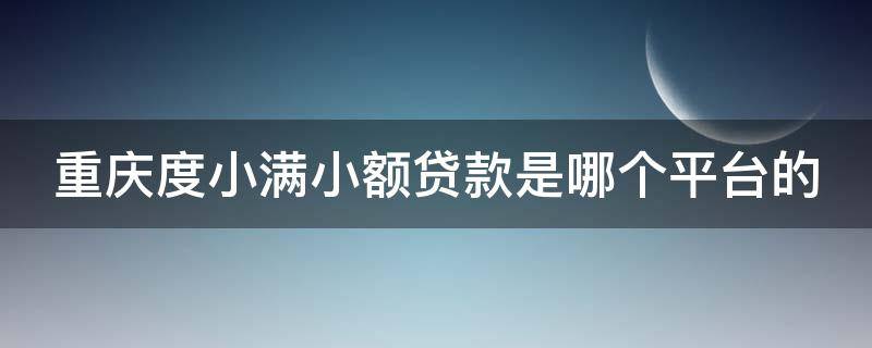 重庆度小满小额贷款是哪个平台的 重庆度小满小额贷款有限公司对应哪儿个app