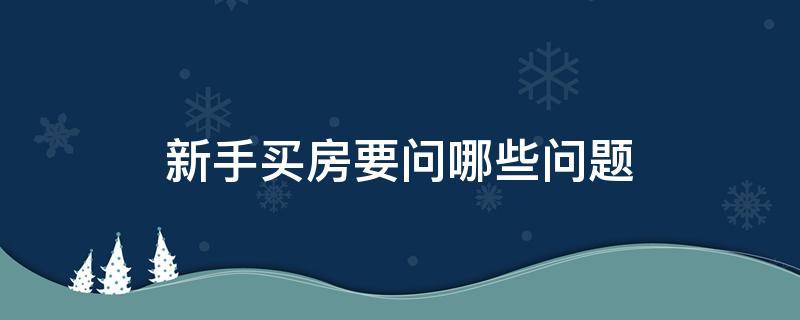 新手买房要问哪些问题（新手买楼房都应该问什么问题）