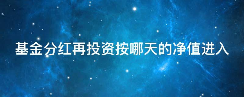 基金分红再投资按哪天的净值进入（基金分红和分红再投哪个好）