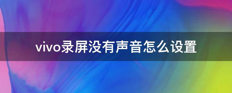 vivo录屏没有声音怎么设置（vivo屏幕录制怎么没有声音怎么设置）