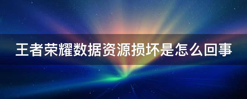 王者荣耀数据资源损坏是怎么回事 王者数据资源损坏是什么意思