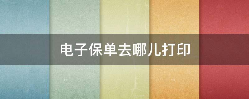 电子保单去哪儿打印 电子保单去哪里打印比较合适