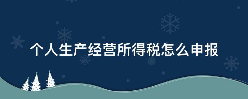 个人生产经营所得税怎么申报 个人生产经营所得税怎么申报江苏