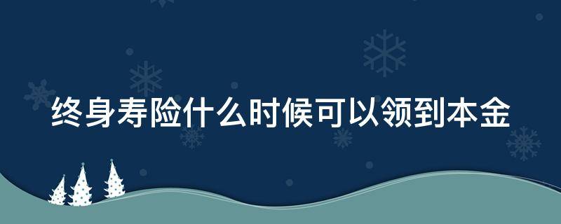 终身寿险什么时候可以领到本金 终身寿险什么时候可以领到本金的