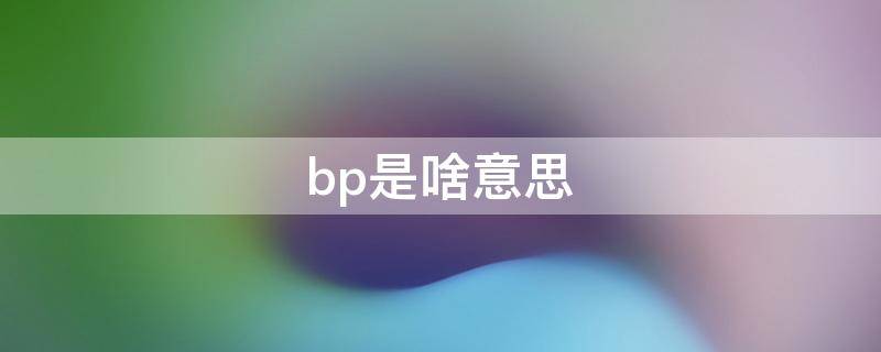 bp是啥意思 医学bp是啥意思