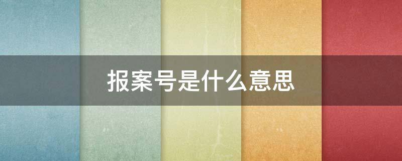 报案号是什么意思 什么叫报案号