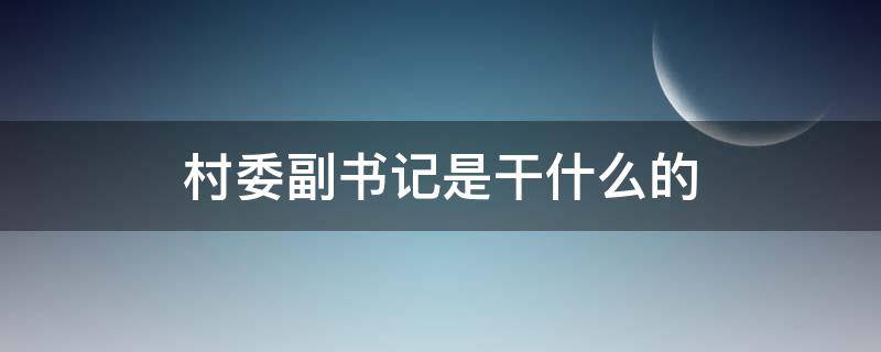 村委副书记是干什么的 村干部副书记是干什么的