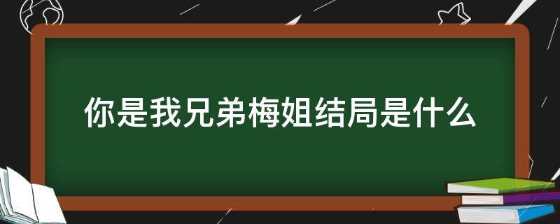 你是我兄弟梅姐结局是什么（你是我兄弟 梅姐）