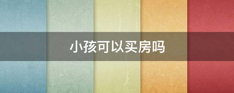 小孩可以买房吗（上海小孩可以买房吗）