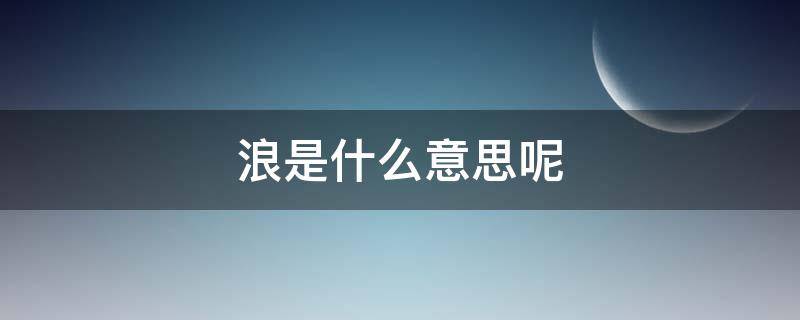 浪是什么意思呢（浪是啥意思?）