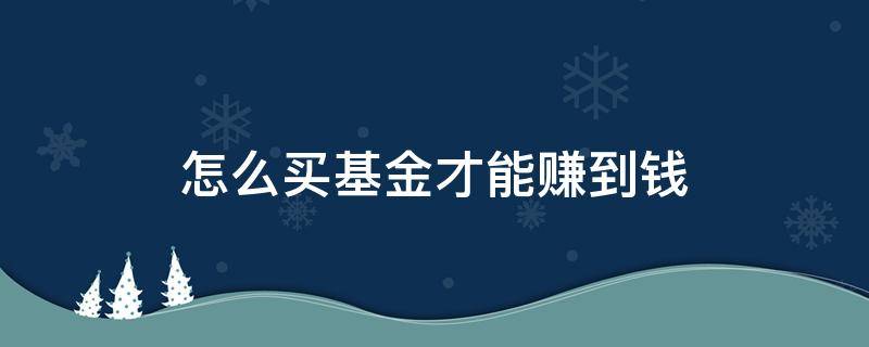 怎么买基金才能赚到钱 如何买基金才能赚到钱