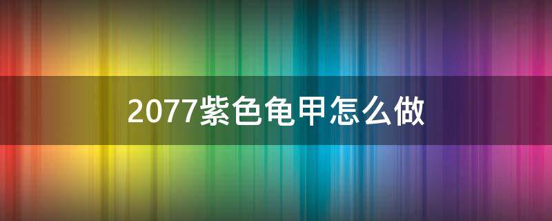 2077紫色龟甲怎么做（2077龟甲怎么用）